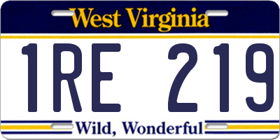 WV license plate 1RE219
