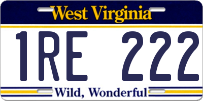 WV license plate 1RE222