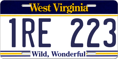 WV license plate 1RE223