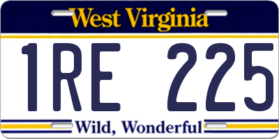 WV license plate 1RE225