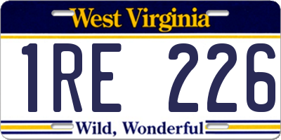 WV license plate 1RE226