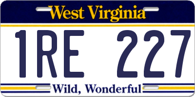 WV license plate 1RE227