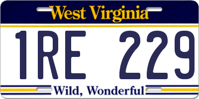 WV license plate 1RE229