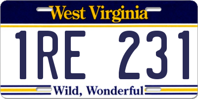 WV license plate 1RE231