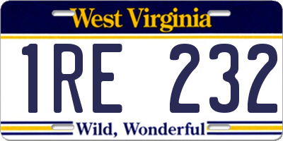 WV license plate 1RE232
