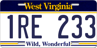 WV license plate 1RE233