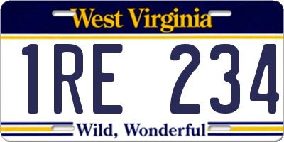 WV license plate 1RE234