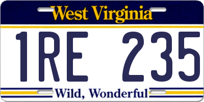 WV license plate 1RE235