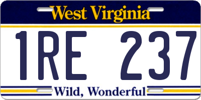 WV license plate 1RE237