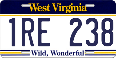 WV license plate 1RE238