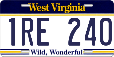 WV license plate 1RE240