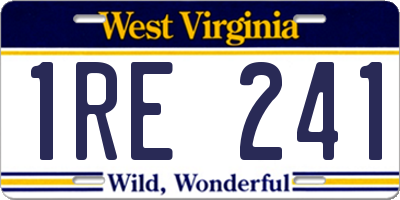 WV license plate 1RE241
