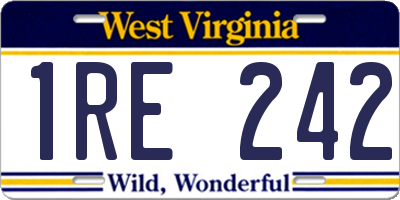WV license plate 1RE242