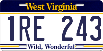 WV license plate 1RE243
