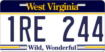WV license plate 1RE244