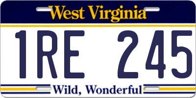 WV license plate 1RE245