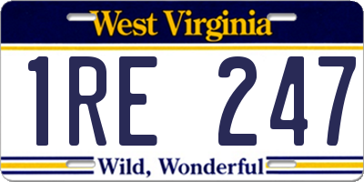 WV license plate 1RE247
