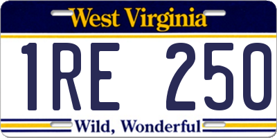 WV license plate 1RE250