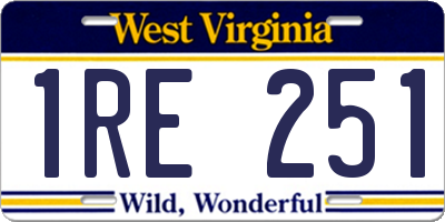 WV license plate 1RE251