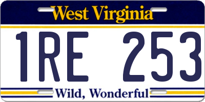WV license plate 1RE253