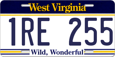 WV license plate 1RE255