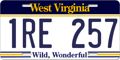 WV license plate 1RE257