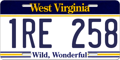 WV license plate 1RE258