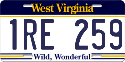 WV license plate 1RE259