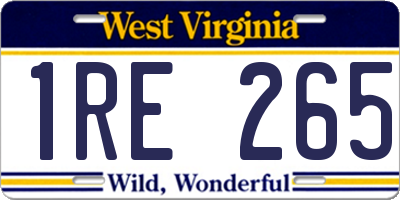 WV license plate 1RE265