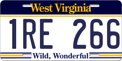 WV license plate 1RE266
