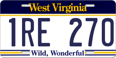 WV license plate 1RE270