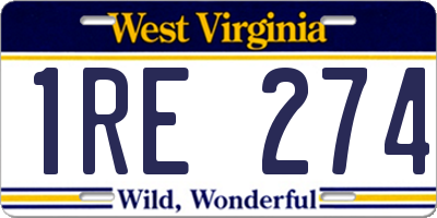 WV license plate 1RE274