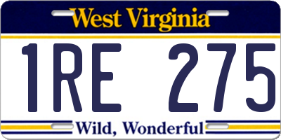 WV license plate 1RE275