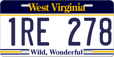 WV license plate 1RE278