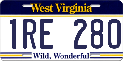 WV license plate 1RE280