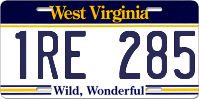 WV license plate 1RE285