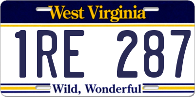 WV license plate 1RE287
