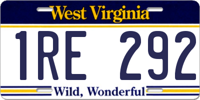 WV license plate 1RE292