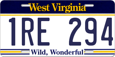 WV license plate 1RE294
