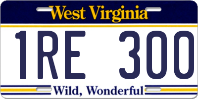 WV license plate 1RE300
