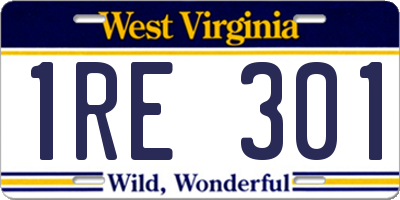 WV license plate 1RE301