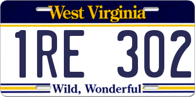 WV license plate 1RE302