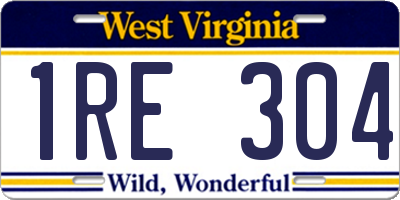 WV license plate 1RE304
