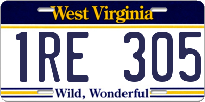 WV license plate 1RE305