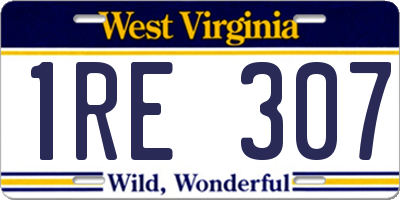 WV license plate 1RE307