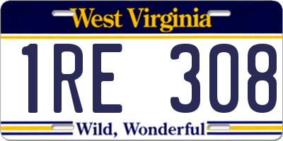 WV license plate 1RE308