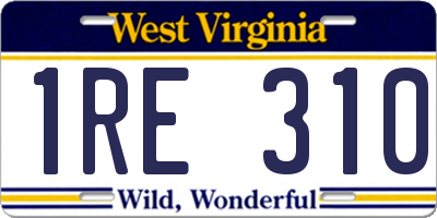 WV license plate 1RE310