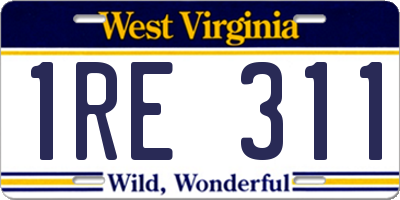 WV license plate 1RE311