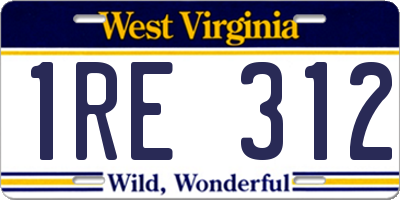 WV license plate 1RE312