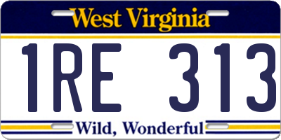 WV license plate 1RE313